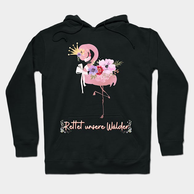 Flamingo Wald Retten Prinzessin Blumen Süß Hoodie by Maggini Art